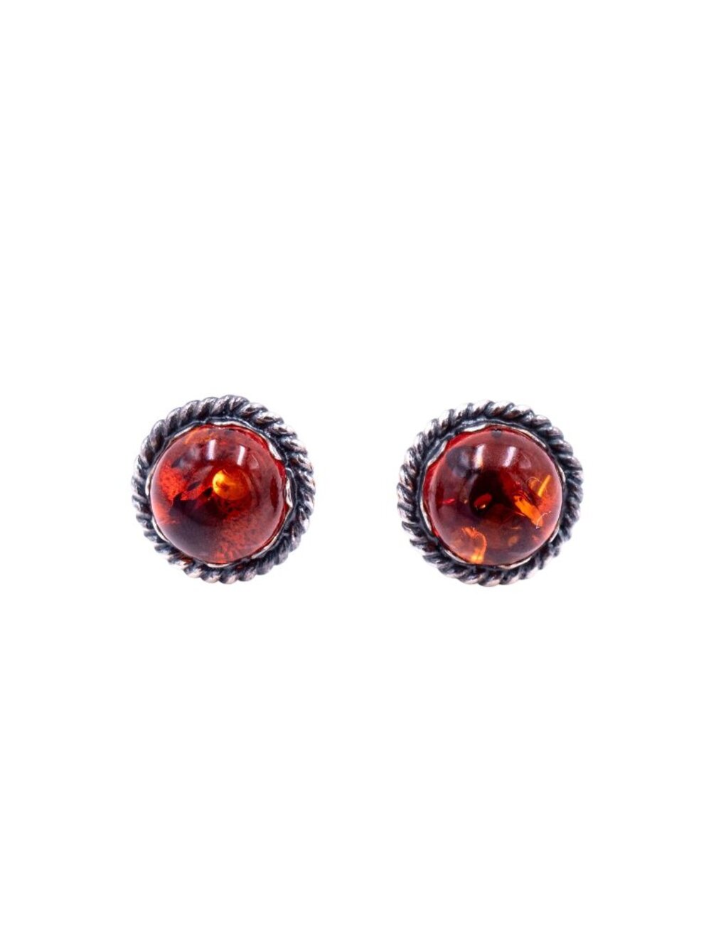 Vintage Sterling Silver 10mm Baltic Amber Stud Earrings